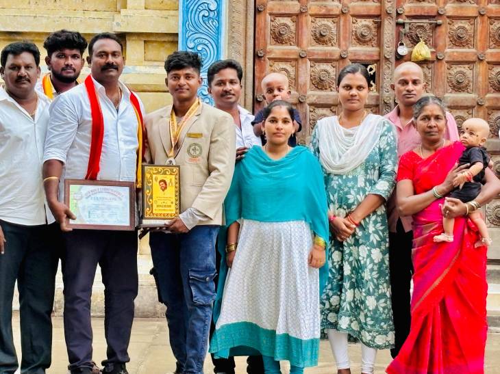 தங்கம் பதக்கம் வென்ற இளைஞருக்கு தவெக எஸ்டிஆர் சாமுவேல்ராஜ் பாராட்டு!